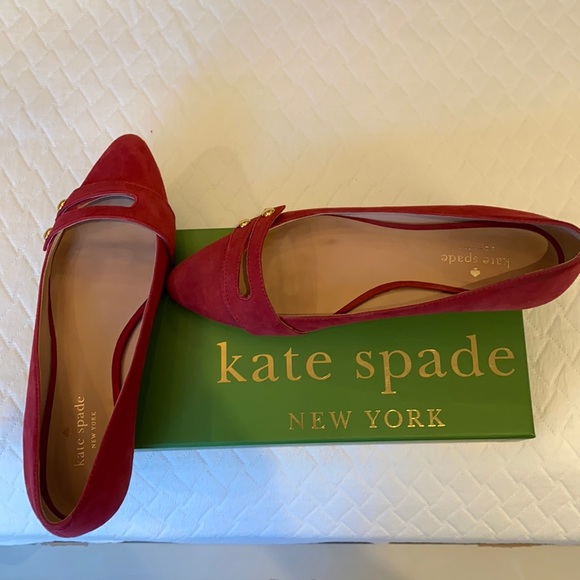 kate spade Shoes - Kate Spade Size 7.5 M Red Kid Suede Flats Enna